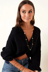 Dolga verižica v srebrni barvi z deteljicami - HeyGirl.si