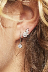 Piercing za uho v obliki lista - srebrna barva