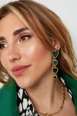 Uhani viseči iz srčkov v zeleni barvi - HeyGirl.si