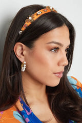 Obroč za lase - oranžen s kamenčki - HeyGirl.si