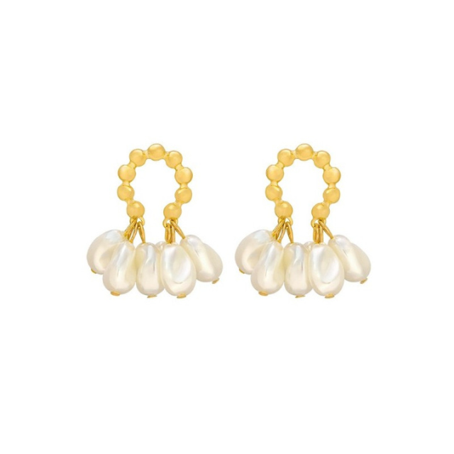 Uhani okrogli z biseri, zlati - HeyGirl.si