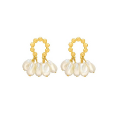 Uhani okrogli z biseri, zlati - HeyGirl.si