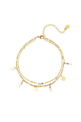 Dvojna zapestnica za nogo z modrimi okraski - HeyGirl.si