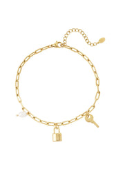Zapestnica za nogo v zlati barvi s ključem - HeyGirl.si