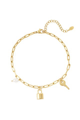 Zapestnica za nogo v zlati barvi s ključem - HeyGirl.si