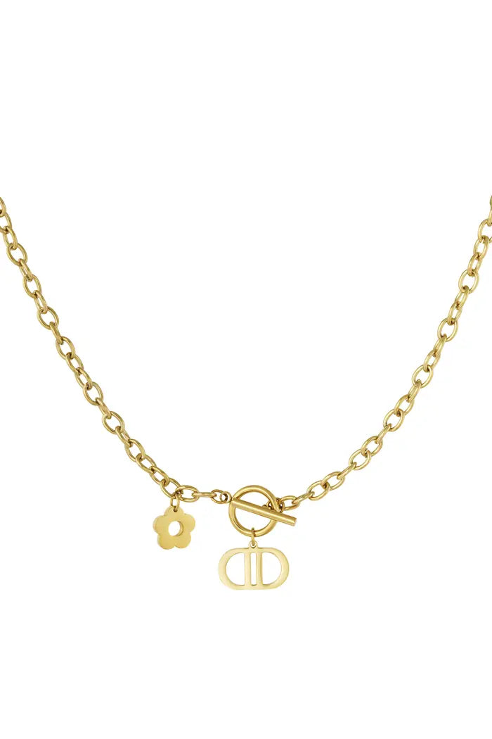 Verižica Good life z rožo - zlata barva - HeyGirl.si