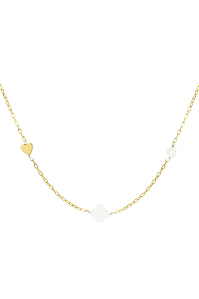 Verižica v zlati barvi - srce, biser, deteljica - HeyGirl.si