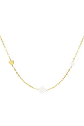 Verižica v zlati barvi - srce, biser, deteljica - HeyGirl.si