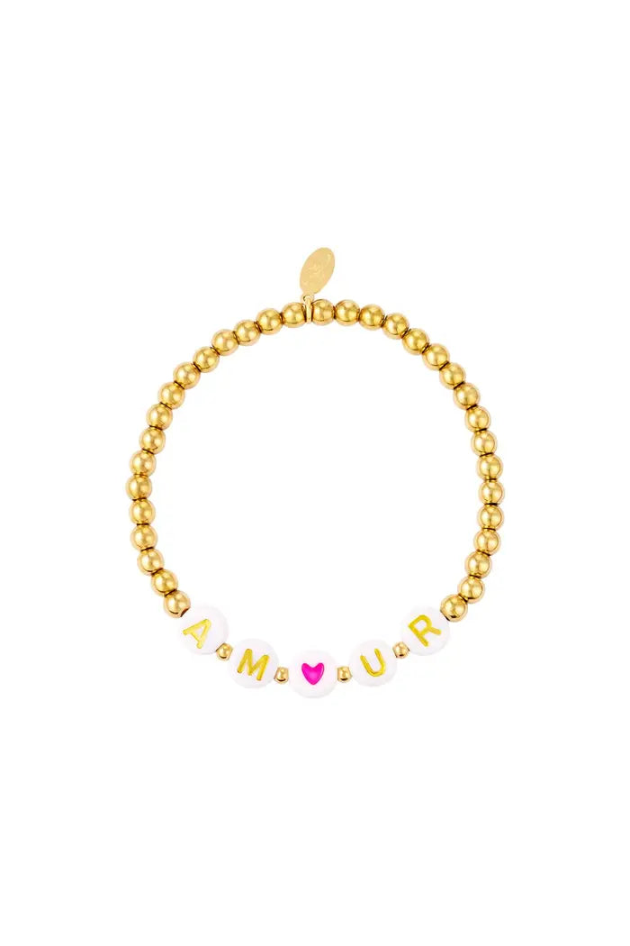 Zapestnica Amur iz zlatih kroglic in nerjavečega jekla - HeyGirl.si