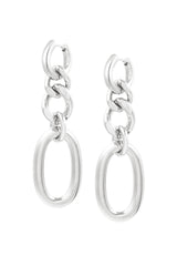 Uhani sestavljeni iz velikih in majhnih verižic - srebrni