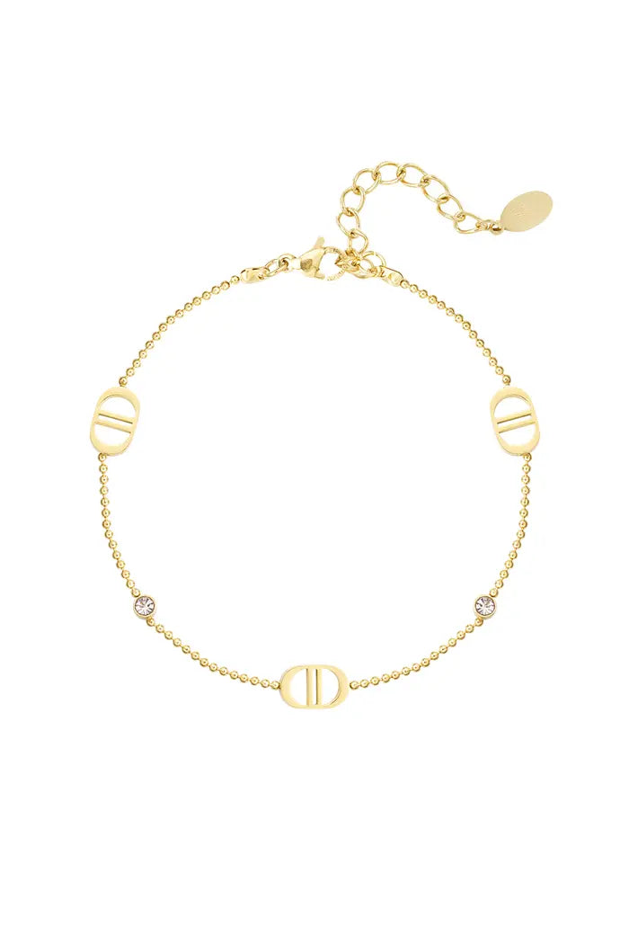 Zapestnica Good life v zlati barvi s kamenčki - HeyGirl.si