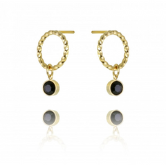 Uhani v zlati barvi s črnim kamenčkom - HeyGirl.si