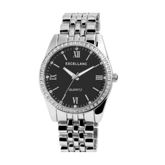 Ženska ročna ura - klasična črna s kamenčki