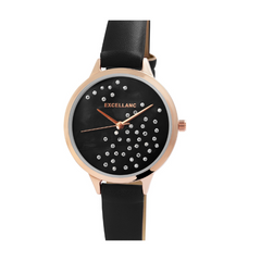 Ženska ročna ura - črna s kamenčki