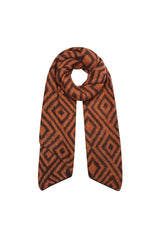 Oranžen šal s potiskanim vzorcem