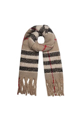 Šal v kamelji barvi s črtami