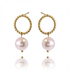 Uhani struženi okrogli z biseri - HeyGirl.si