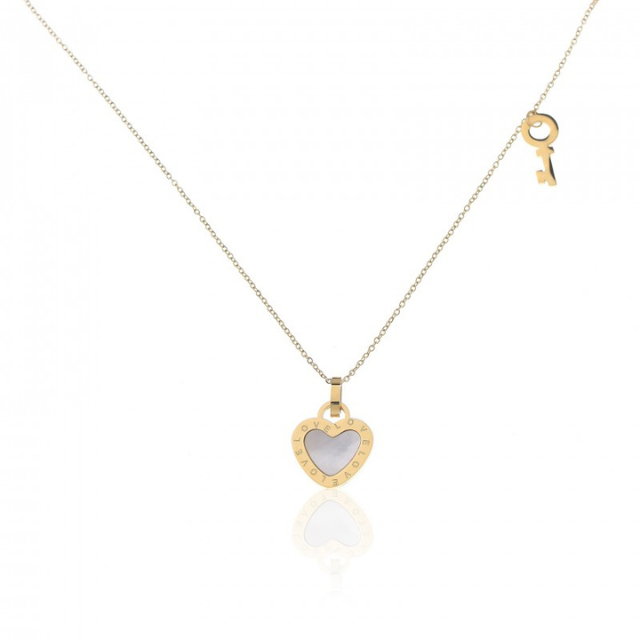 Verižica v zlati barvi s srčkom in ključem - HeyGirl.si