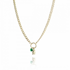 Verižica z zelenim kamnom in medvedkom - HeyGirl.si